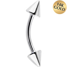 将图片加载到图库查看器，Solid 14k White GOLD CONE Eyebrow Ring 16G 5/16 3mm
