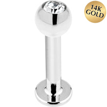 Load image into Gallery viewer, 16G 5/16 14k White Gold CZ Ball Labret Tragus Cartilage
