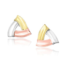 Load image into Gallery viewer, 14k Tri-Color Gold Triangular Open Style Post Earrings
