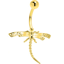 Load image into Gallery viewer, 16G Solid 14K Yellow Gold Dragonfly Belly Ring
