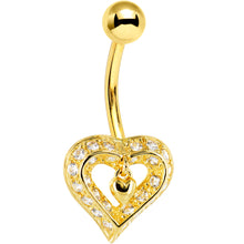 Load image into Gallery viewer, 16G Solid 14K Yellow Gold Cubic Zirconia CHARMING HEART Belly Ring
