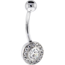 将图片加载到图库查看器，16G Solid 14K White Gold Cubic Zirconia ROUND Belly Ring
