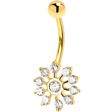 将图片加载到图库查看器，16G Solid 14K Yellow Gold Cubic Zirconia PEACOCK Belly Ring
