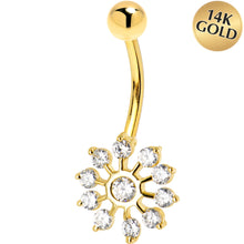 将图片加载到图库查看器，16G Solid 14K Yellow Gold Cubic Zirconia PEACOCK Belly Ring
