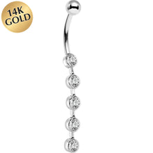 将图片加载到图库查看器，16G Solid 14K White Gold PARAGON Cubic Zirconia Drop Belly Ring

