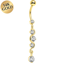 将图片加载到图库查看器，16G Solid 14K Yellow Gold Scroll Delight Cubic Zirconia Belly Ring
