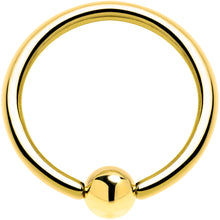 将图片加载到图库查看器，Solid 14K Yellow Gold 16G 3/8 Ball Captive Ring 3mm Ball
