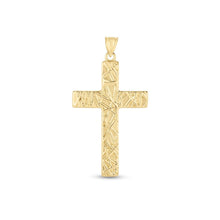 Load image into Gallery viewer, 14k Yellow Gold High Polish Textured Cross Pendant
