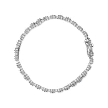 Load image into Gallery viewer, 18K White Gold 7 1/2 Cttw Diamond 3 Row Floral Link Bracelet (G-H Color, VS1-VS2 Clarity) - 7 " Inches

