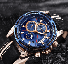 Load image into Gallery viewer, Men's Waterproof Sports  Watch With Leather Belts, Chronometers Day View Fluorescent Pointers Unique Design Perfect Gift

