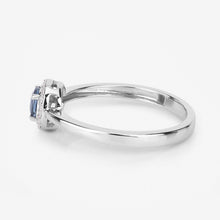 将图片加载到图库查看器，0.52 Carat Genuine Blue Sapphire and White Diamond 14K White Gold Ring
