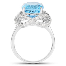 Load image into Gallery viewer, 7.32 Carat Genuine Swiss Blue Topaz &amp; White Topaz .925 Sterling Silver Ring

