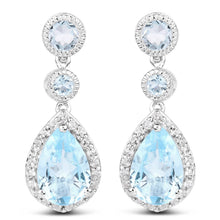 Load image into Gallery viewer, 9.46 Carat Genuine Blue Topaz and White Topaz .925 Sterling Silver Earrings
