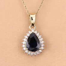 Load image into Gallery viewer, 2.09 Carat Genuine Blue Sapphire and White Diamond 14K Yellow Gold Pendant
