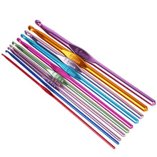 Load image into Gallery viewer, 22-Piece: Aluminum Multi-Color Crochet Hook Needles

