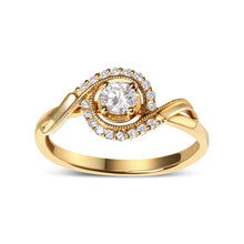 将图片加载到图库查看器，14K Yellow Gold 1/3 Cttw Diamond Solitaire and Halo Swirl Engagement Ring (G-H Color, VS2-SI1 Clarity)- Size 7
