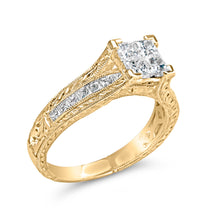 Load image into Gallery viewer, 14K Yellow Gold 1.0 Cttw Princess Composite Diamond Engagement Ring (G-H Color, VS1-VS2 Clarity) - Size 7
