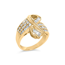 Load image into Gallery viewer, 14K Yellow Gold 1 1/3 Cttw Channel Set Diamond Bypass Cocktail Ring (J-K Color, I1-I2 Clarity) - Ring Size 7
