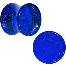 Load image into Gallery viewer, 00G Blue Glitter Acrylic Saddle Plug Pair
