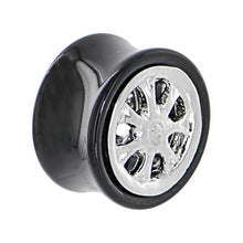 Load image into Gallery viewer, Black Acrylic No. 2 WHEEL FRAME Saddle Plug 00G to 20mm

