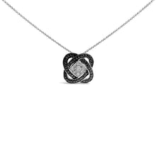 Load image into Gallery viewer, Black Rhodium Plated Sterling Silver Diamond Accent Geometric Knot Pendant Necklace
