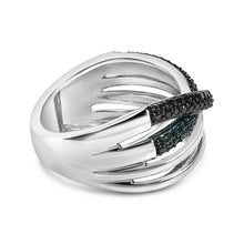 Load image into Gallery viewer, Sterling Silver 1/2 Cttw Black and Blue Diamond Crossover Bypass Ring
