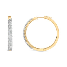 将图片加载到图库查看器，14K Yellow Gold Plated .925 Sterling Silver 1.0 Cttw Baguette Diamond Hoop Earrings
