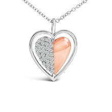 Load image into Gallery viewer, 10K Rose Gold Plated Sterling Silver 1/5 Cttw Diamond Two-Tone Heart Pendant Necklace
