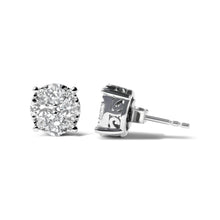 将图片加载到图库查看器，14K White Gold 2.00 Cttw Lab Grown Diamond Cluster Stud Earrings (G-H Color, VS1-VS2 Clarity)
