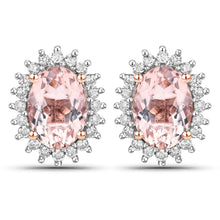 Load image into Gallery viewer, 1.61 Carat Genuine Morganite and White Diamond 14K Rose Gold Earrings
