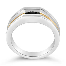Load image into Gallery viewer, Men's 14K Yellow Gold Plated Sterling Silver 1/2 Cttw Black Diamond Band Ring
