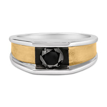 Load image into Gallery viewer, Men's 14K Yellow Gold Plated Sterling Silver 1.0 Cttw Round Black Diamond Band Ring
