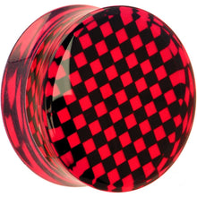 Load image into Gallery viewer, Red and Black Checker Inlayed Saddle Plug 2G to 30mm
