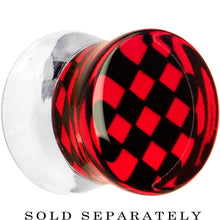 Load image into Gallery viewer, Red and Black Checker Inlayed Saddle Plug 2G to 30mm
