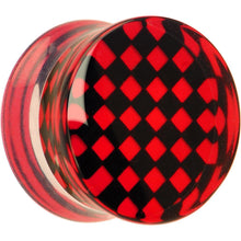 Load image into Gallery viewer, Red and Black Checker Inlayed Saddle Plug 2G to 30mm

