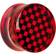 Load image into Gallery viewer, Red and Black Checker Inlayed Saddle Plug 2G to 30mm

