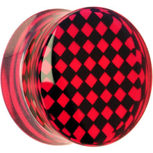 Load image into Gallery viewer, Red and Black Checker Inlayed Saddle Plug 2G to 30mm
