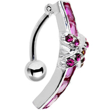 Load image into Gallery viewer, Top Mount Sterling Silver 925 Siam Red X Cubic Zirconia Belly Ring
