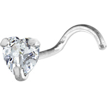 Load image into Gallery viewer, Sterling Silver 925 Clear CZ Heart Nose Ring

