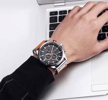 Load image into Gallery viewer, Men's Waterproof Elegant Sport Watch With Chronometers Day View, Leather  Belts And Hardlex Scratch Resistant Glass Perfect Gift For Him
