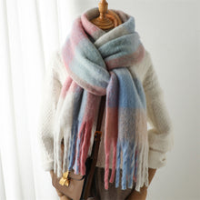 Load image into Gallery viewer, New Luxury Winter Soft Head Wraps Plaid Scarf Shawls Cashmere  Warm Cashmere Scarves Rainbow For Women
