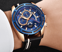 Load image into Gallery viewer, Men's Waterproof Sports  Watch With Leather Belts, Chronometers Day View Fluorescent Pointers Unique Design Perfect Gift
