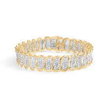 Load image into Gallery viewer, 10k Yellow Gold 5.00 Cttw Diamond Oval Banded Link Bracelet (I-J Color, I1-I2 Clarity) - 7" Inches
