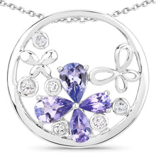 Load image into Gallery viewer, 1.33 Carat Genuine Tanzanite and White Topaz .925 Sterling Silver Pendant
