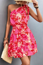 Load image into Gallery viewer, Pink Smocked Printed Single Shoulder Dress Feminine &amp; Flattering Summer Style Dresses
