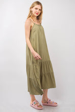 Load image into Gallery viewer, Ruffled A-Line Midi Cami Dress – Ruffled Midi Dress, A-Line Cami Dress, Feminine Ruffled Dress, Summer Cami Dress, Comfy Cotton Dress, Sleeveless Midi Dress, Breezy Casual Dress
