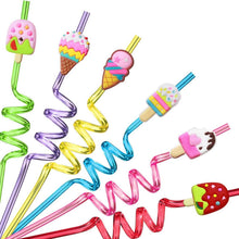 Load image into Gallery viewer, 24-Pack: Reusable Ice Cream Straws for Birthday Party Supplies
