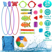 Load image into Gallery viewer, 24-Pieces: Diving Toys Swimming Pool for Aged 3+ Years Old
