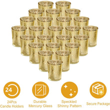 将图片加载到图库查看器，24-Pieces Gold Votive Tealights Candle Holder Mercury Glass

