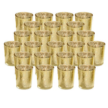将图片加载到图库查看器，24-Pieces Gold Votive Tealights Candle Holder Mercury Glass
